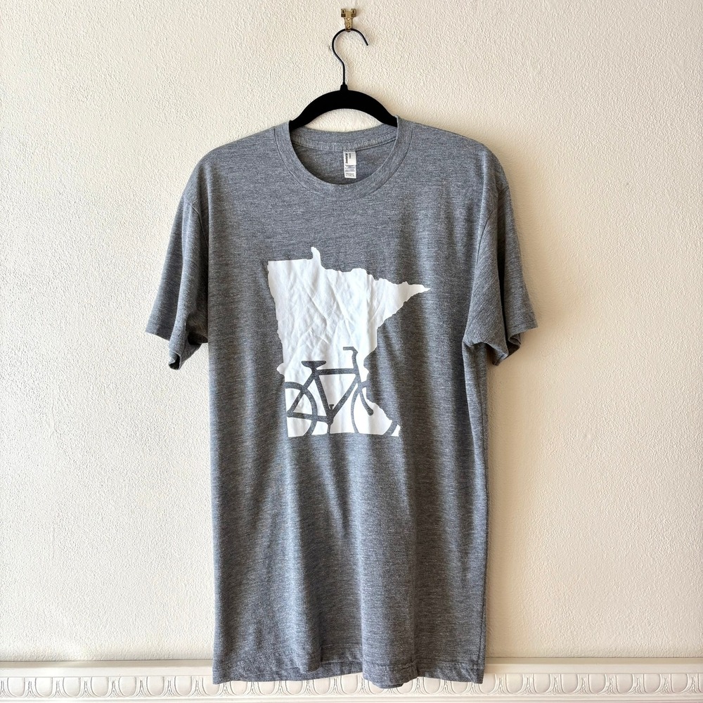 American Apparel gray t-shirt minnesota bike motif size L casual 2010s hipster